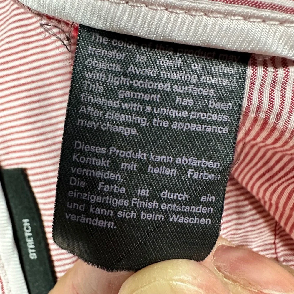 Hugo Boss Mens Red Stretch Cotton Chino Trousers Pants Size 34R